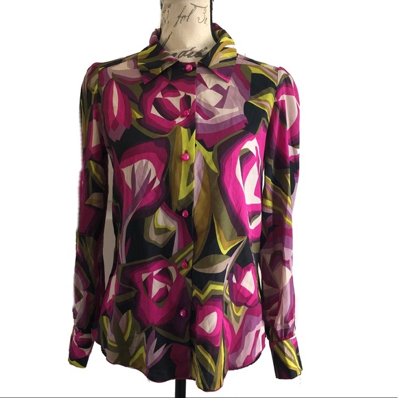 Missoni for Target Floral Button Down Blouse Top - Picture 2 of 9